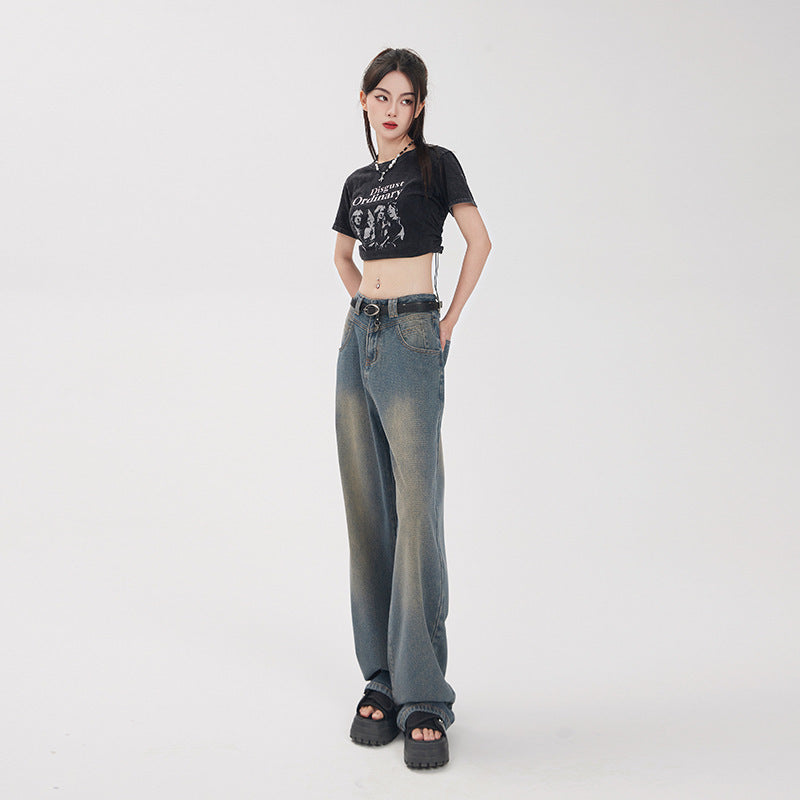 Retro Starry Sky Pattern Women's Loose Fitting Jeans