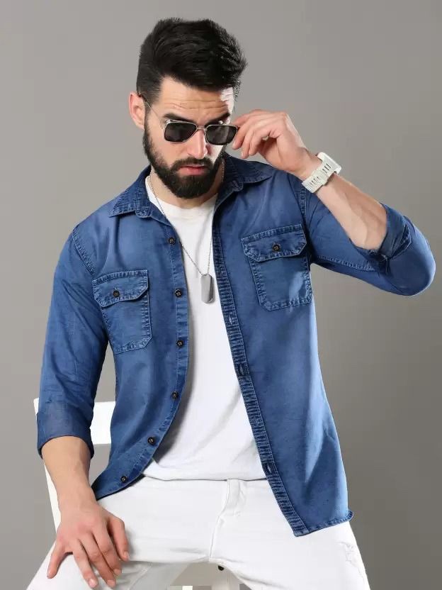 Men's Denim Cotton Sustainable Casual Denim Shirt