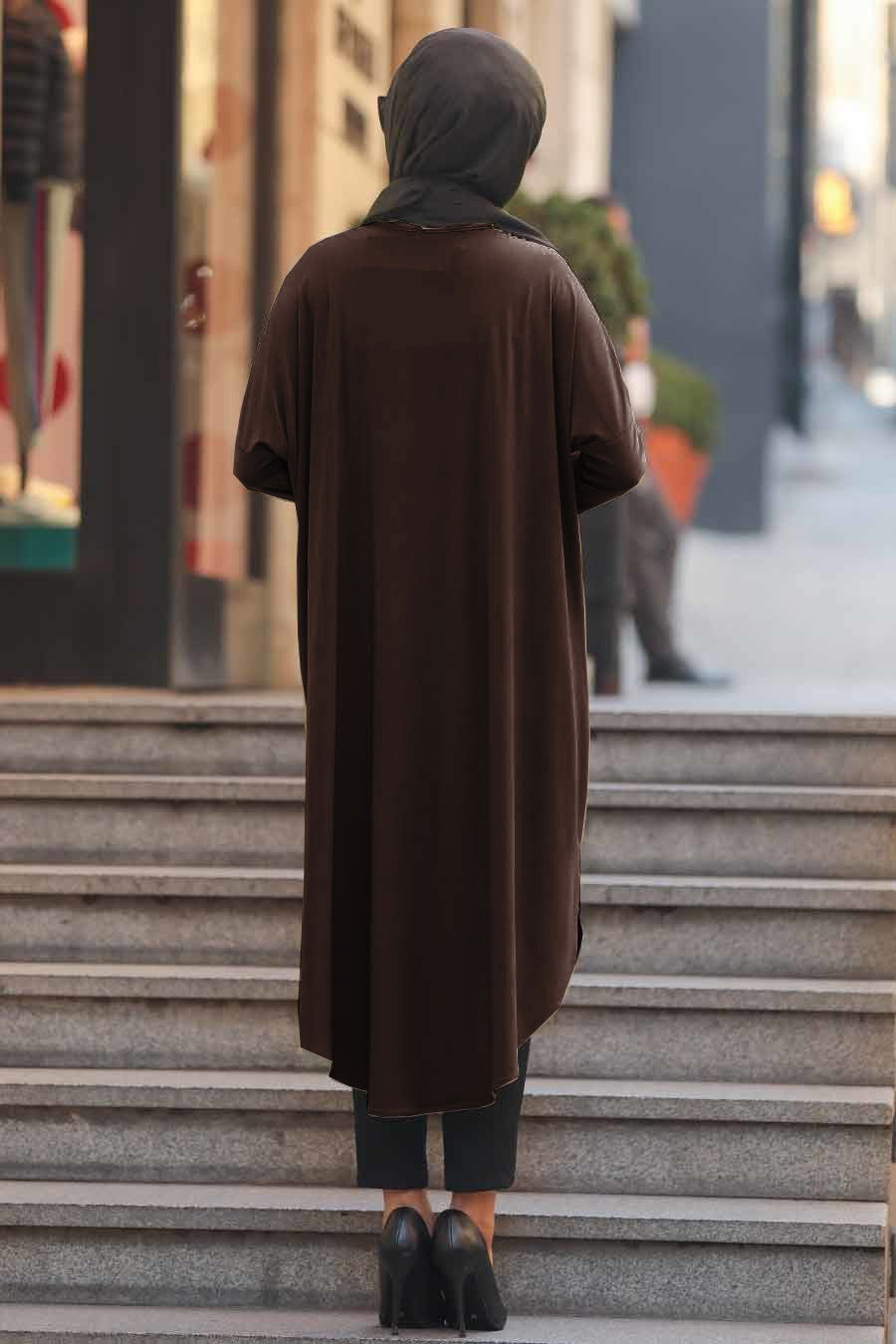 Brown Organic Jersey Women's Stylish Abaya