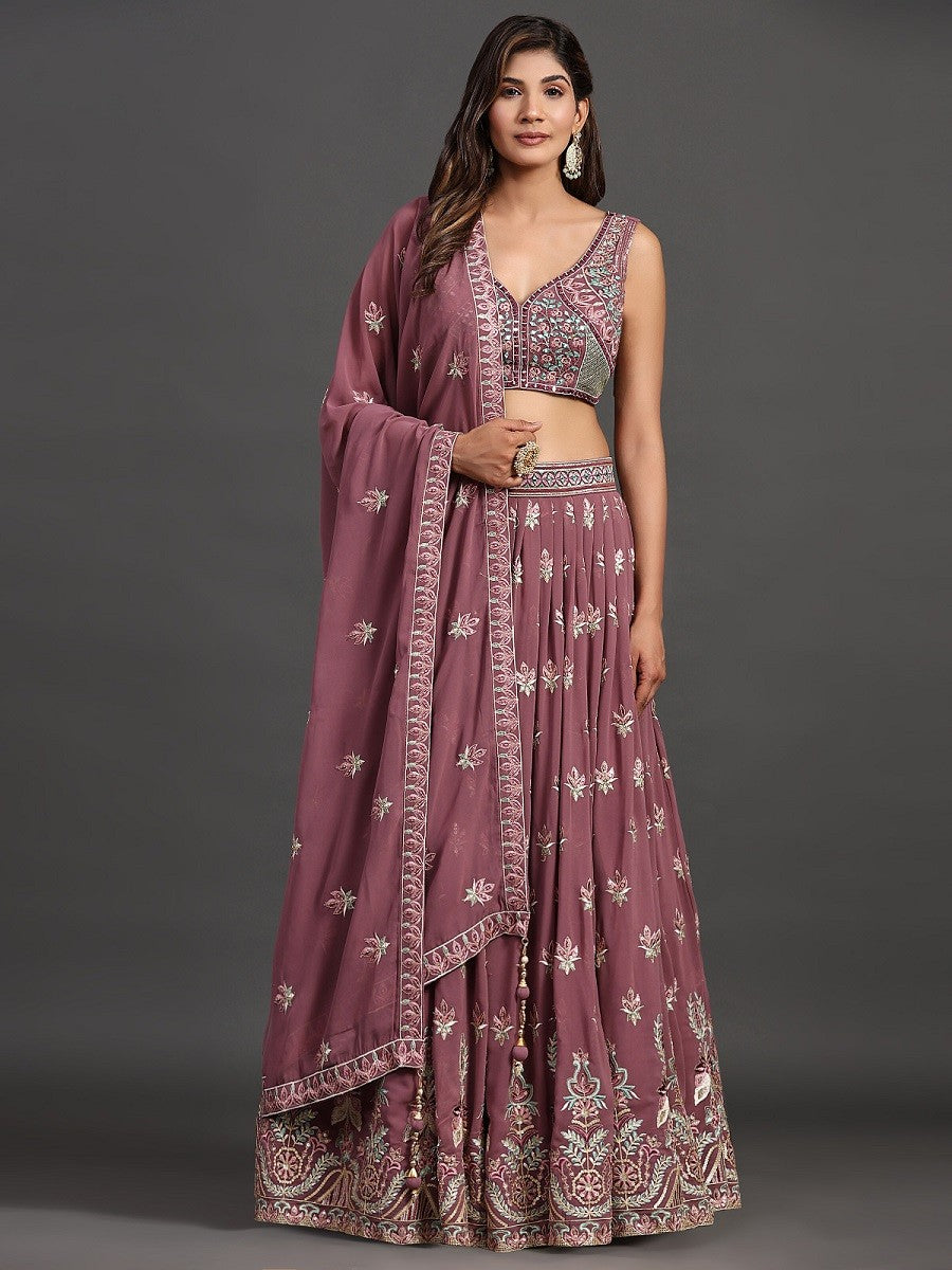 Lavender Georgette Party Look Elegant Lehenga Choli