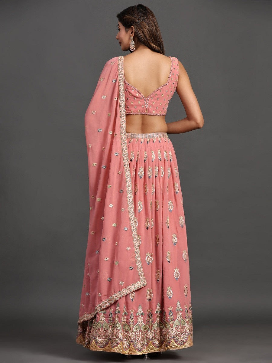 Pink Georgette Party Look Elegant Lehenga Choli