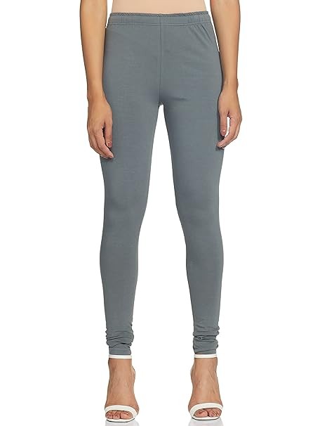 Grey Cotton Blend Churidar Leggings For Women