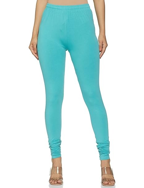 Aqua Cotton Blend Churidar Leggings For Women