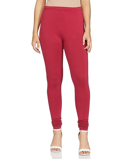 Maroon Cotton Blend Churidar Leggings For Women