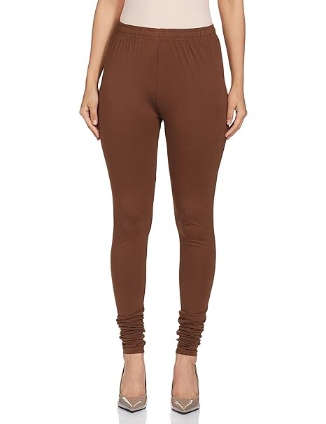 Brown Cotton Blend Churidar Leggings For Women