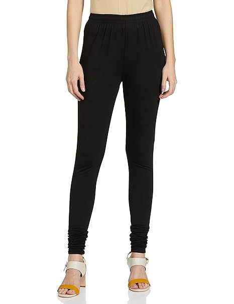 Black Cotton Blend Churidar Leggings For Women