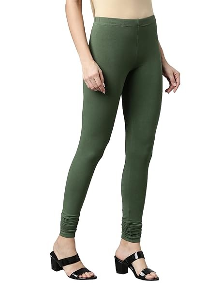 Ever Green Cotton Blend Churidar Leggings For Women