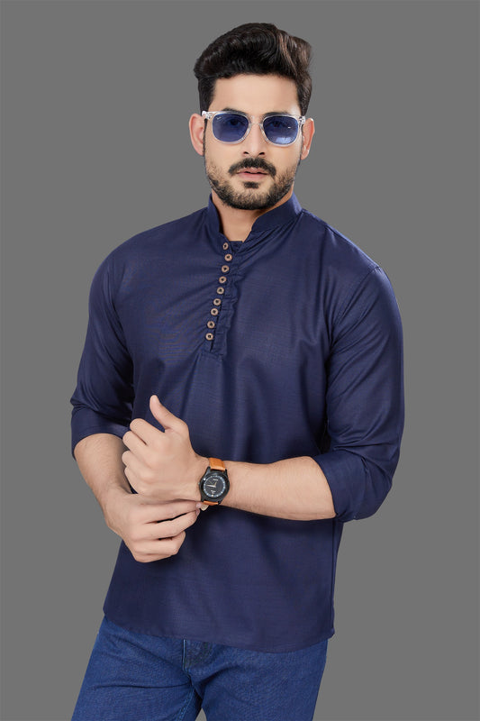 Blue Short Kurta Casual Wear For Men