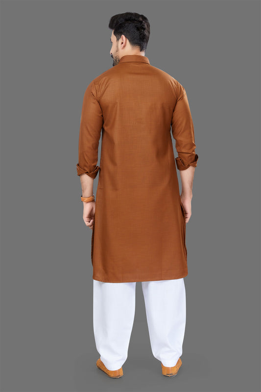 Light Brown Colour Mens Pathani Kurta Pajama