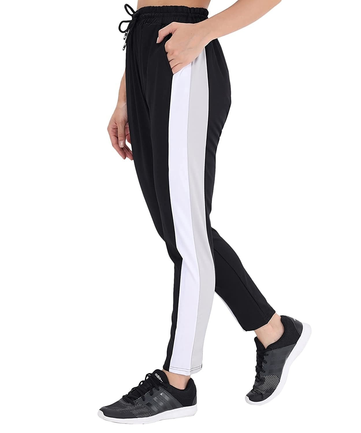 Black With White Stripe Casual Pant For Women