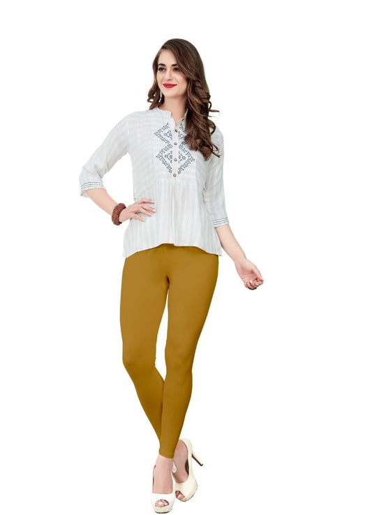 Reef Gold Ankle Length Cotton Blend Comfort Leggings For Women