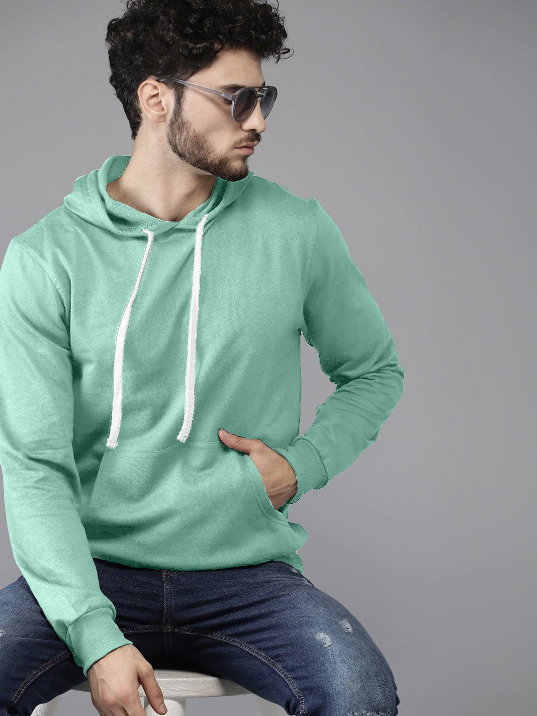 Light Cyan Colour High Quality Premium Hoodie For Men