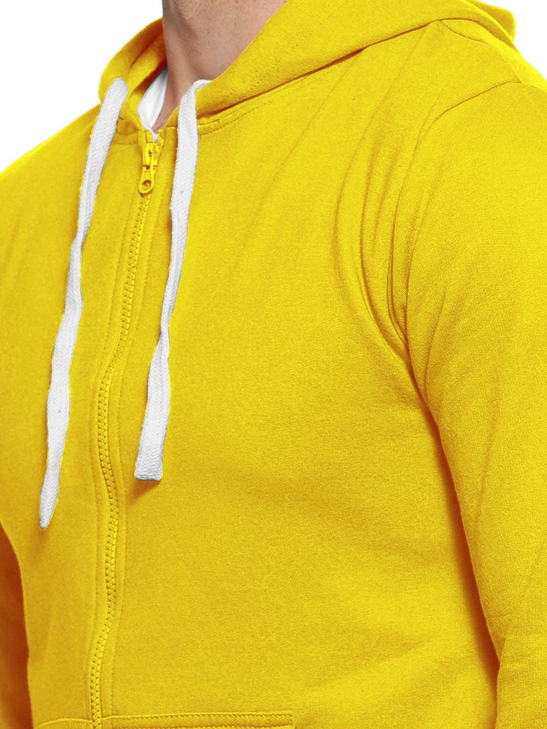 Yellow Colour Premium Zip Hoodie For Men