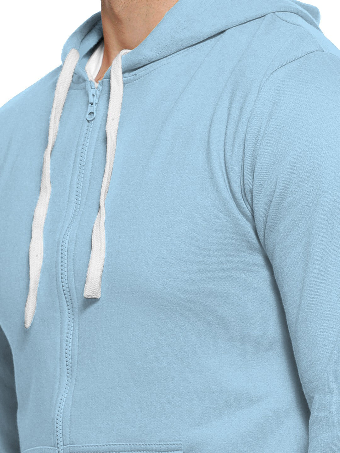 Cyan Colour Premium Zip Hoodie For Men