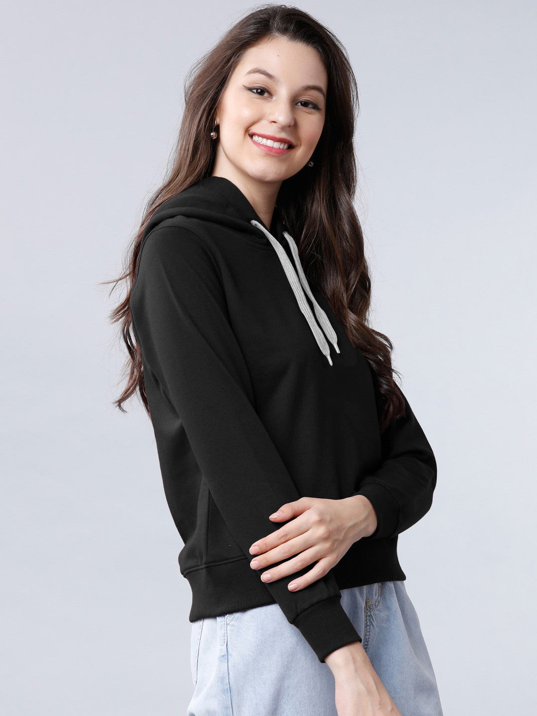 Black Colour High Quality Premium Hoodie For Women's