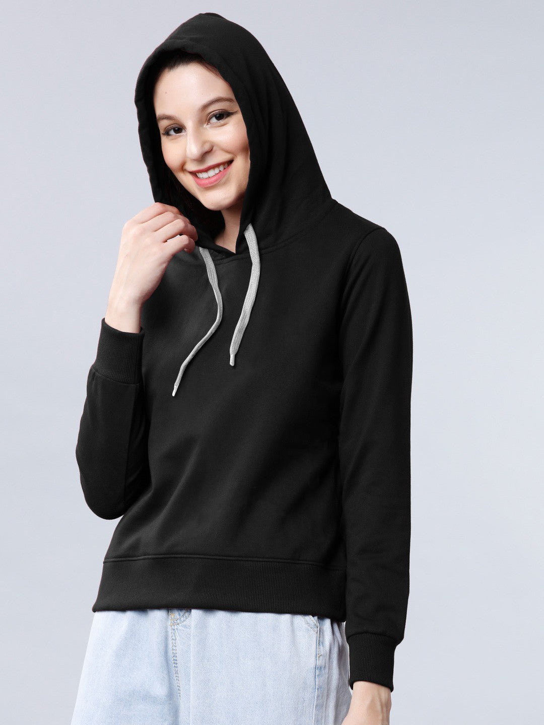 Black Colour High Quality Premium Hoodie For Women's