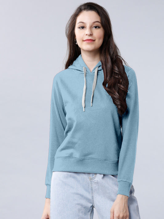 Cyan Colour High Quality Premium Hoodie For Women's