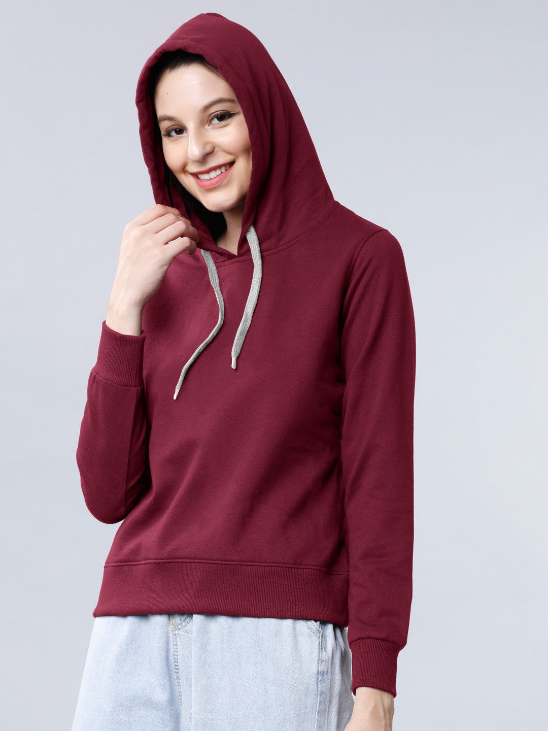 Maroon Colour High Quality Premium Hoodie For Women's