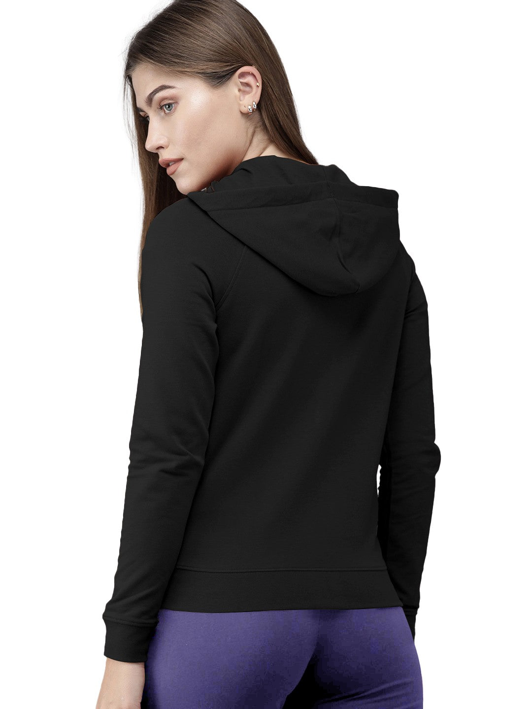 Black Colour Premium Zip Hoodie For Women's