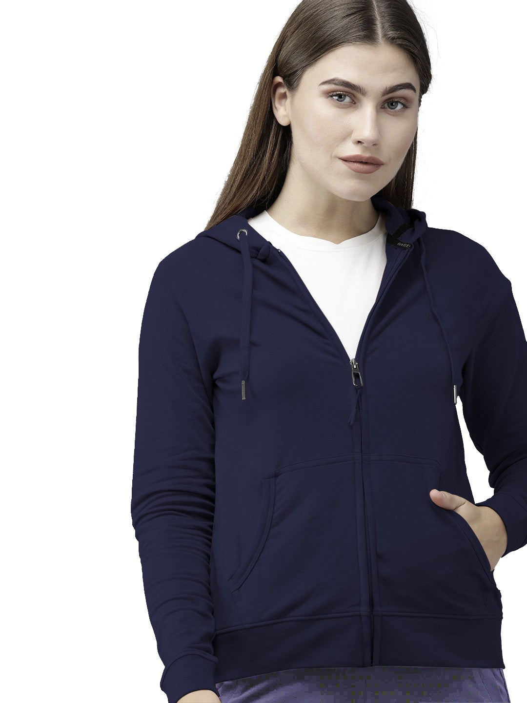 Blue Colour Premium Zip Hoodie For Women's