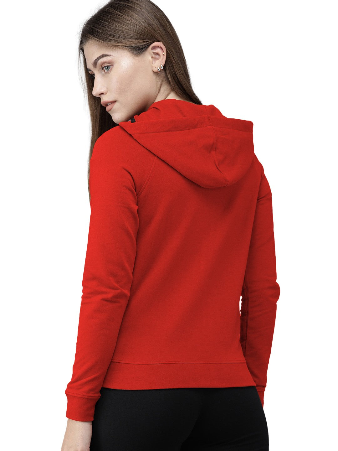 Red Colour Premium Zip Hoodie For Women's