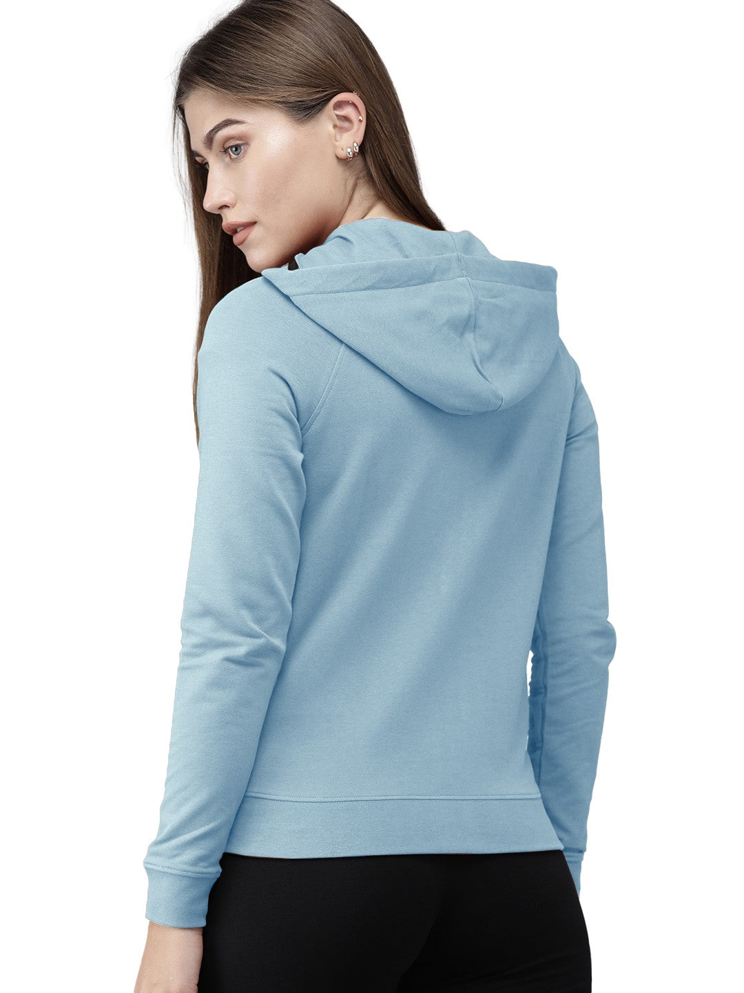 Cyan Colour Premium Zip Hoodie For Women's