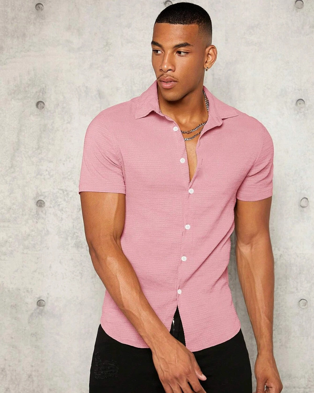 Pink Colour Imported Casual Wear Short Sleeve Shirt For Men's