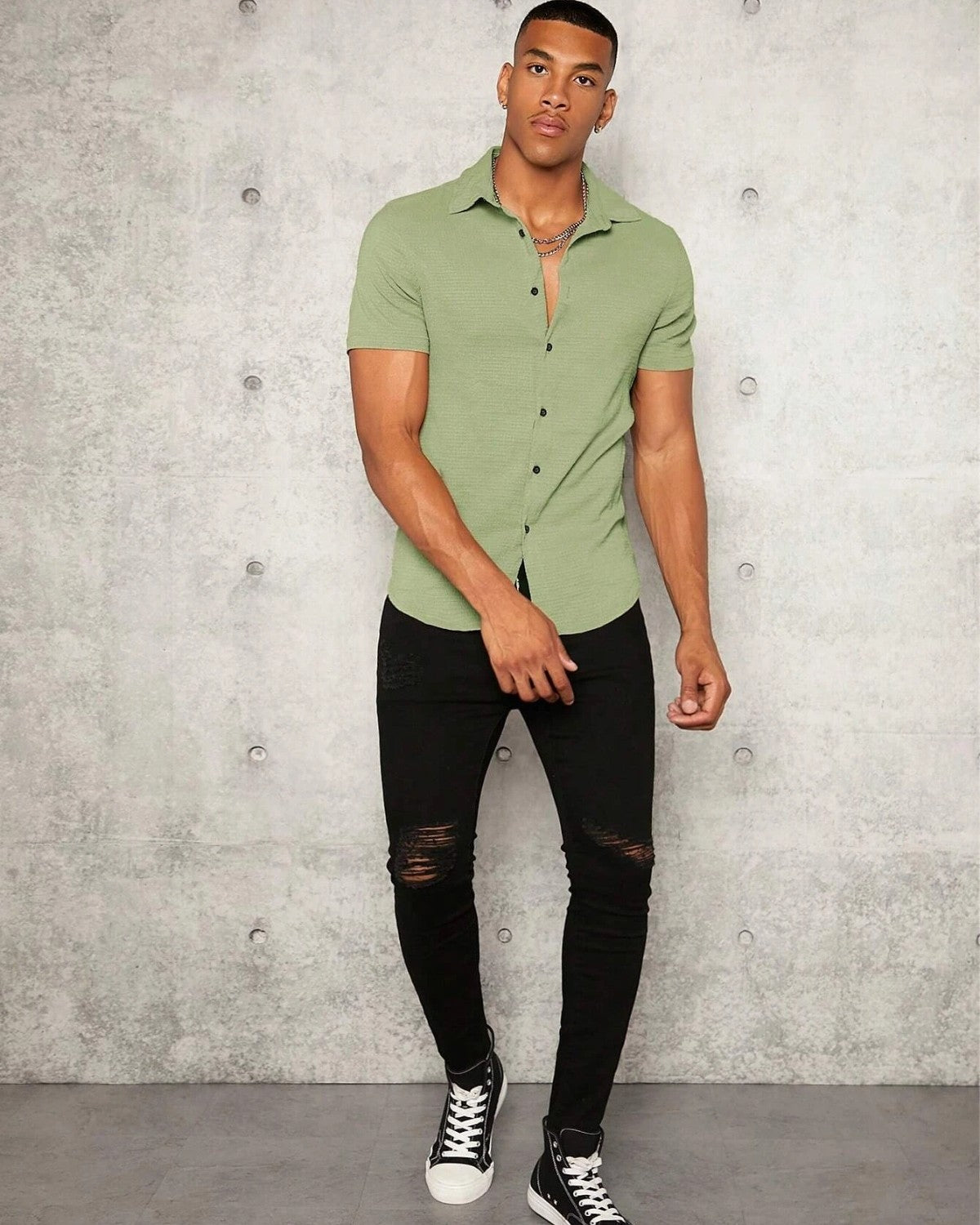 Pista Colour Imported Casual Wear Short Sleeve Shirt For Men's