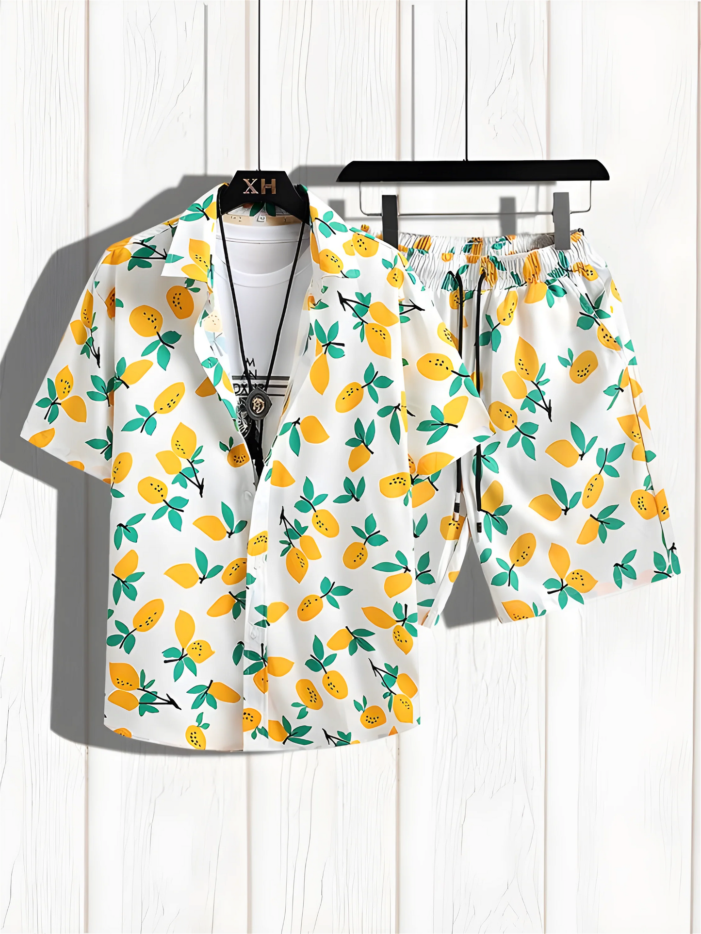 Sweet mango Print Men's Shirt And Shorts Set Short Sleeve