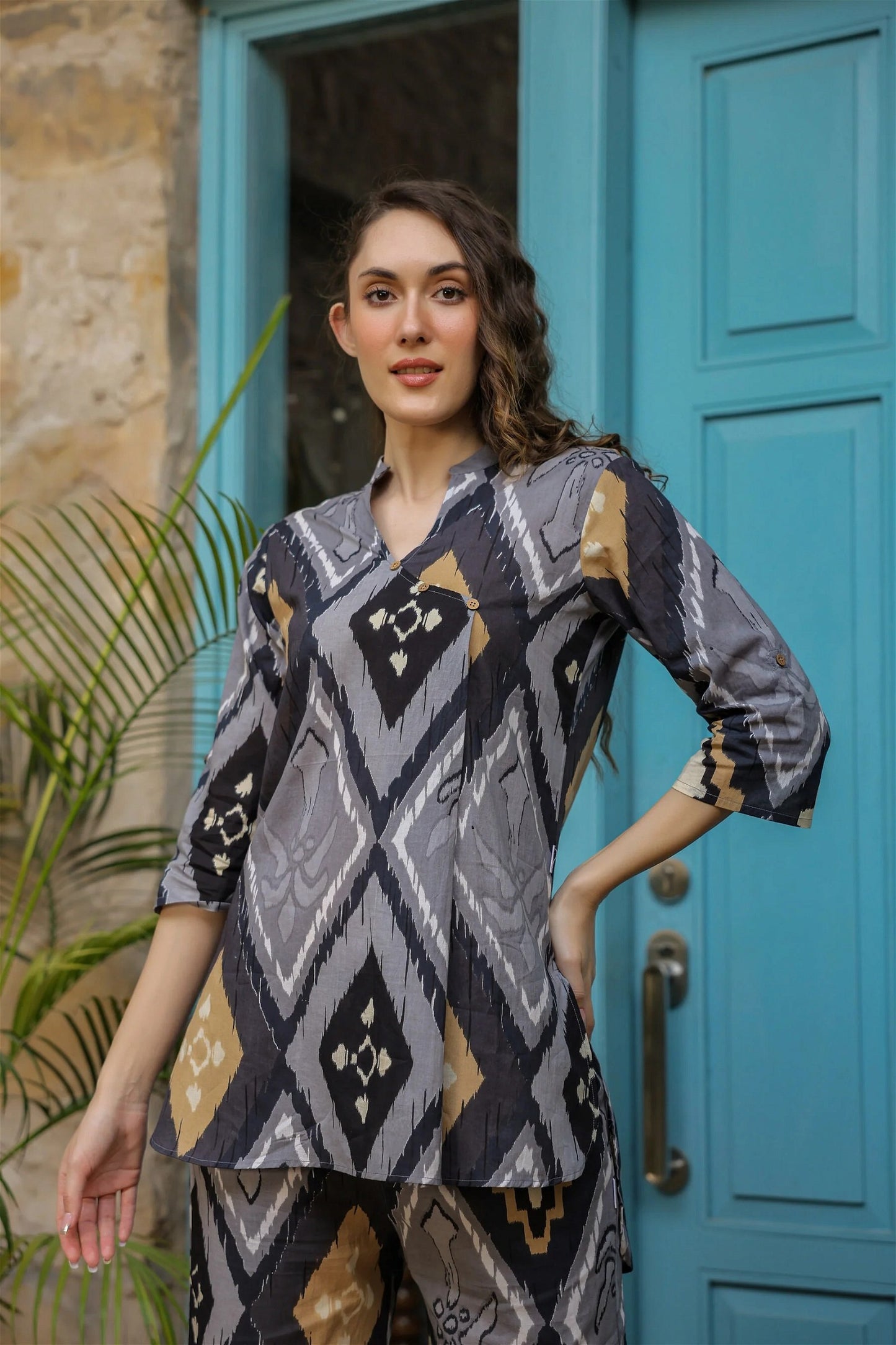 Geometric Designer Allure Rayon Co-Ord Set for Women