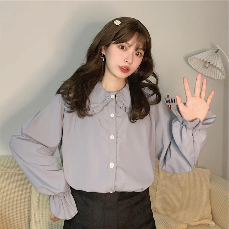 French Style Retro Peter Pan Collar Shirt For Women