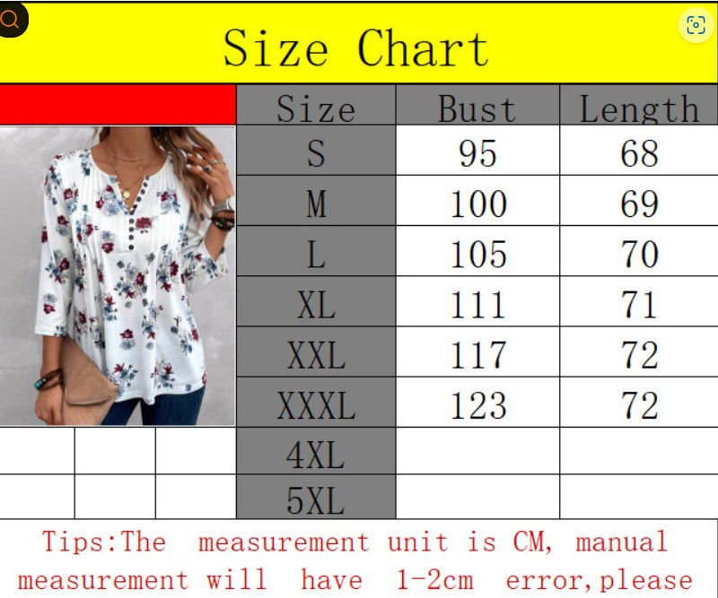 Casual Loose Spring Summer Women's Wear V-neck Printed Top For Women