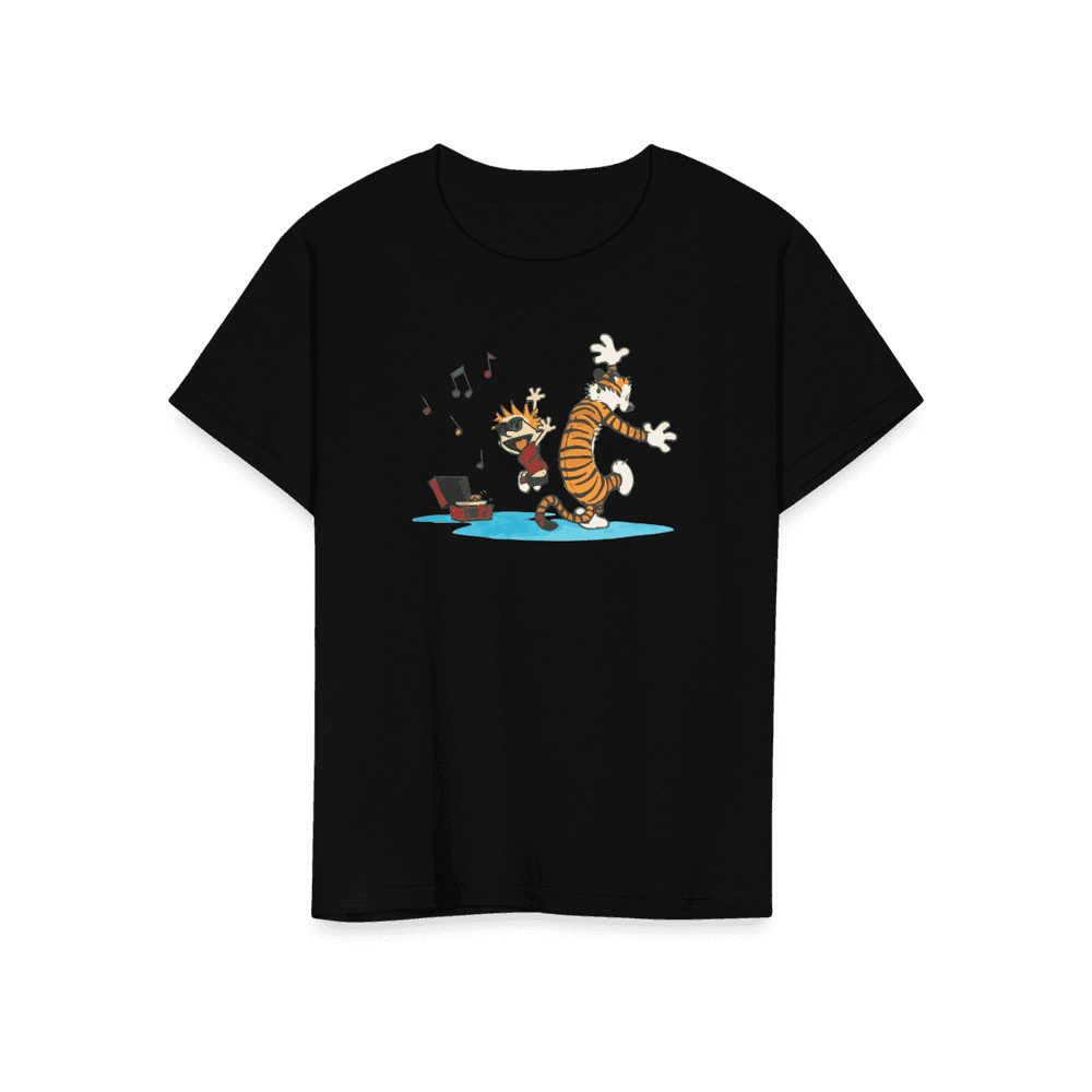 Calvin and Hobbes Dancing With Record Player T-Shirt