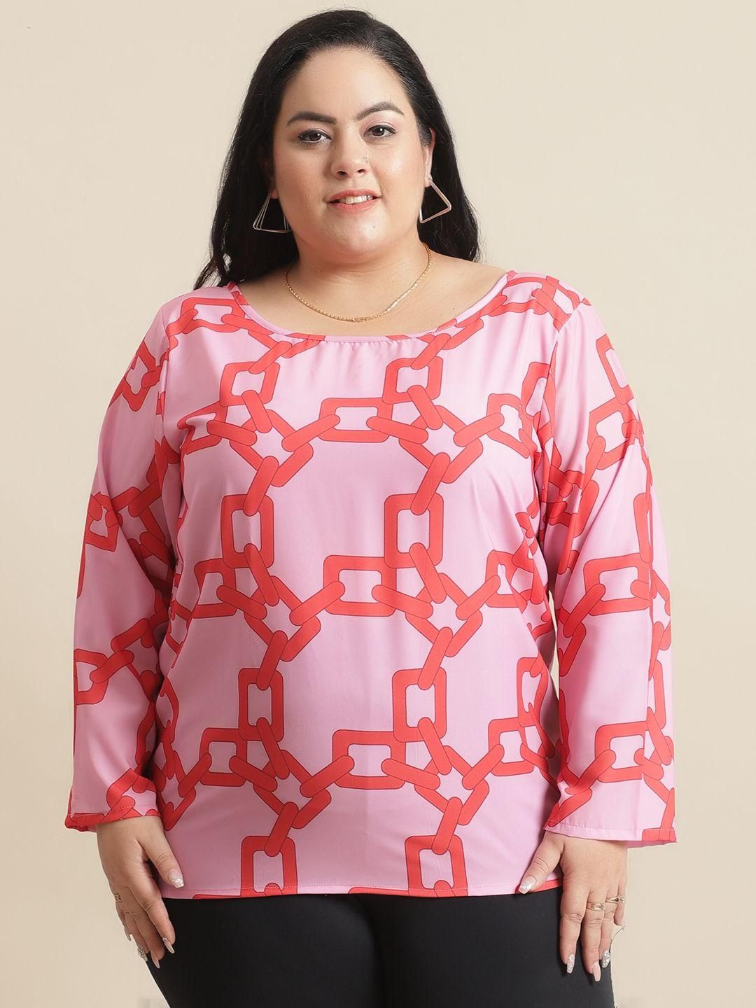 Flambeur Women's Plus Size Printed Half Sleeve Top