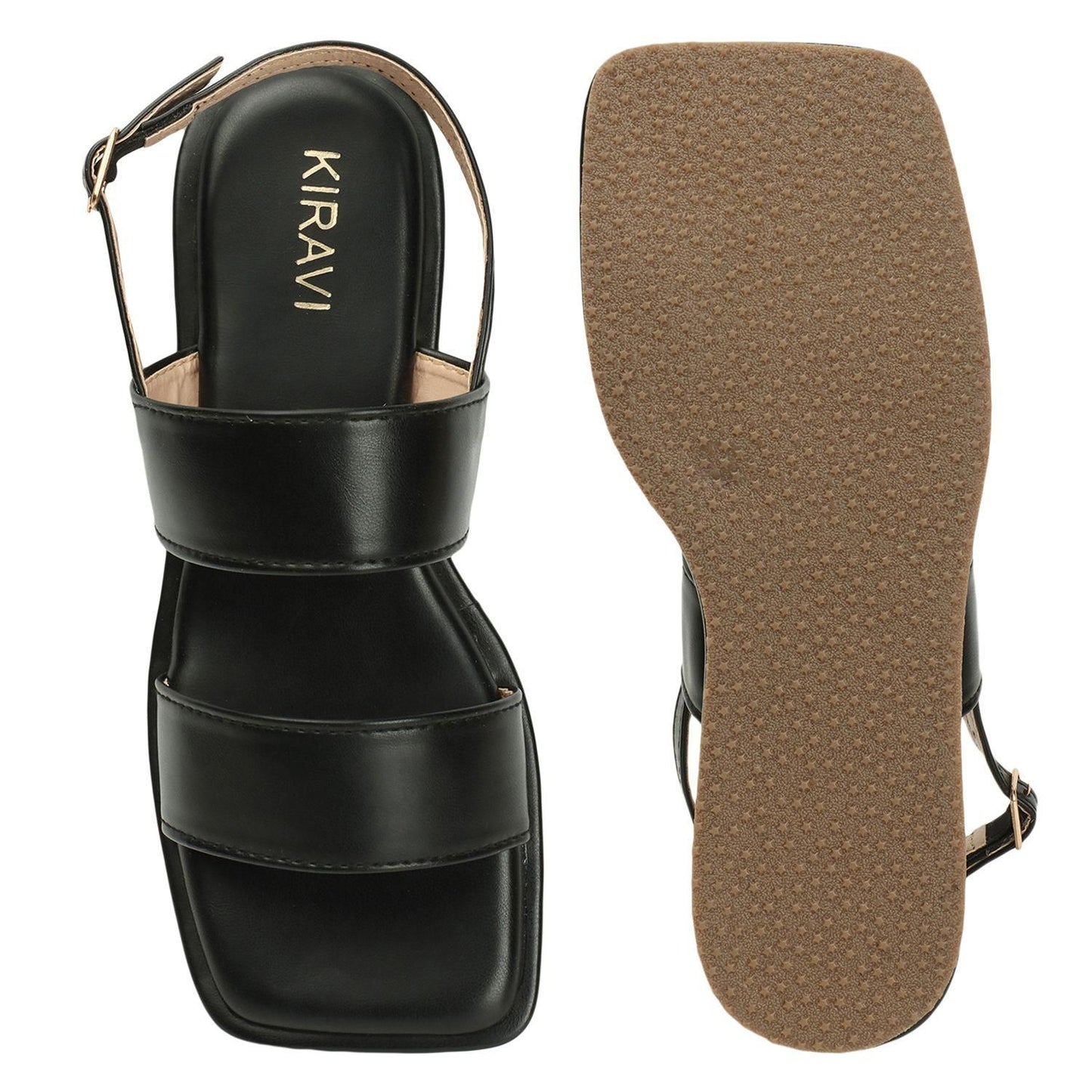 Kiravi Back Closed Buckle Black Sandals