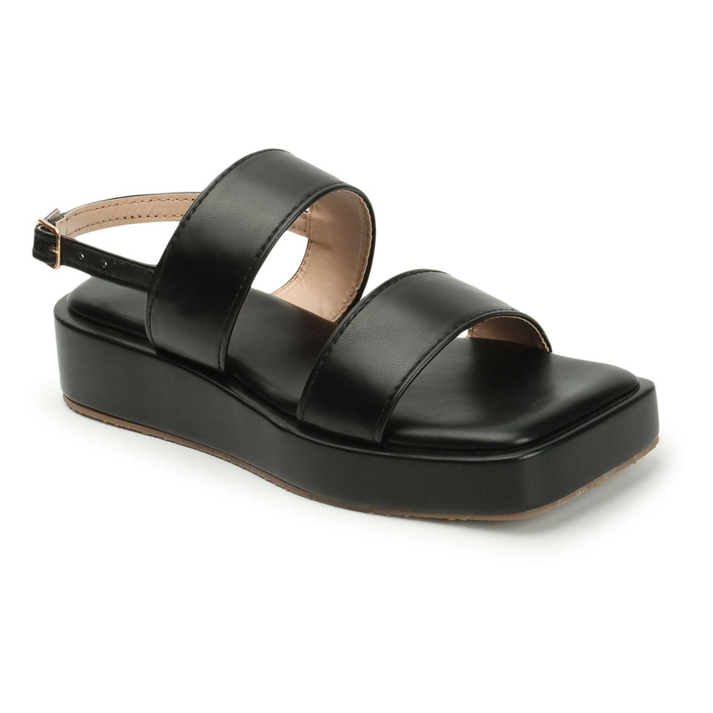 Kiravi Back Closed Buckle Black Sandals