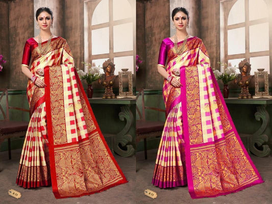 Posh Printed Mysore Silk Saree (Pack Of 2)