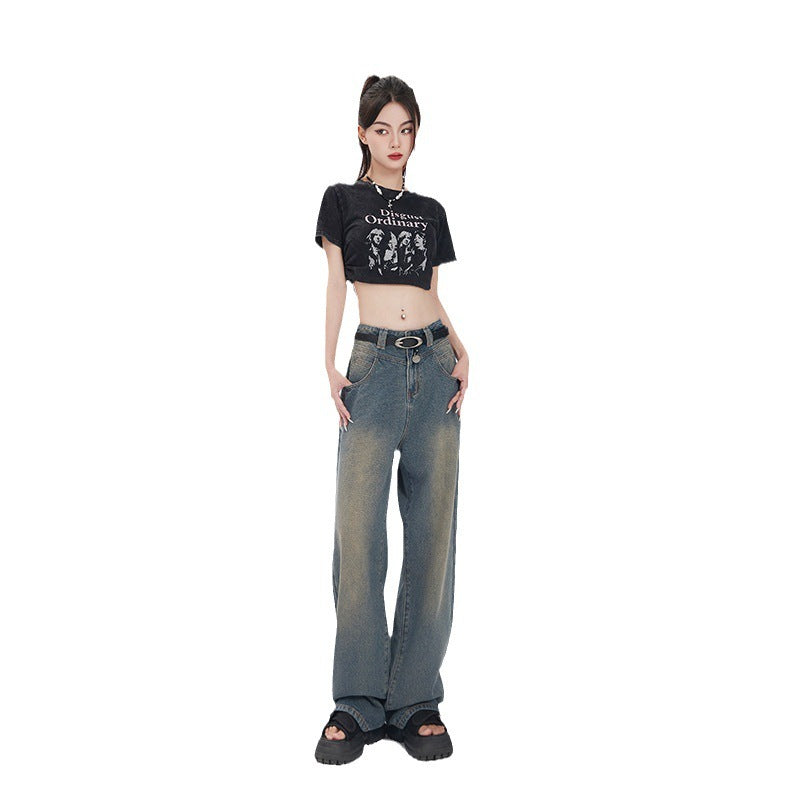 Retro Starry Sky Pattern Women's Loose Fitting Jeans