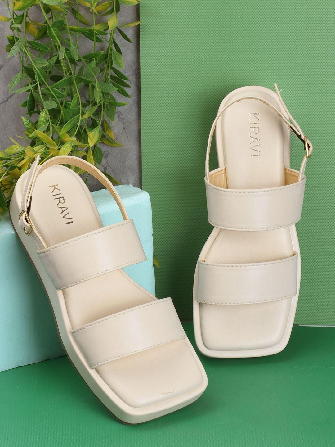 Kiravi Back Closed Buckle White Sandals