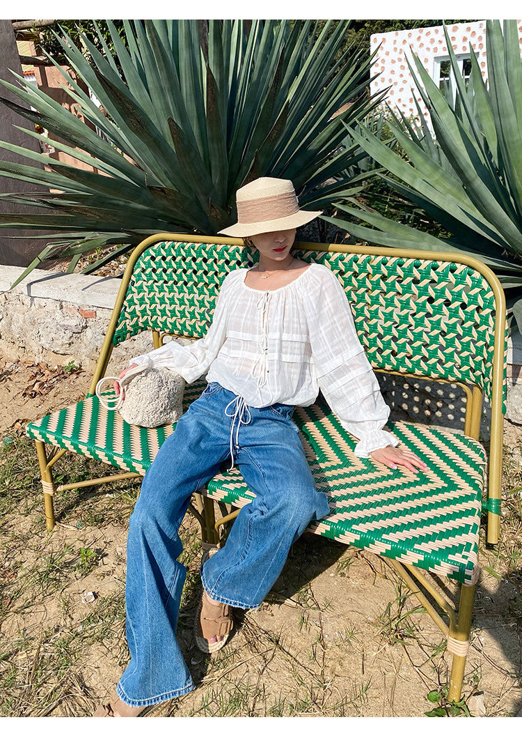 French White Shirt Women's Long Sleeve