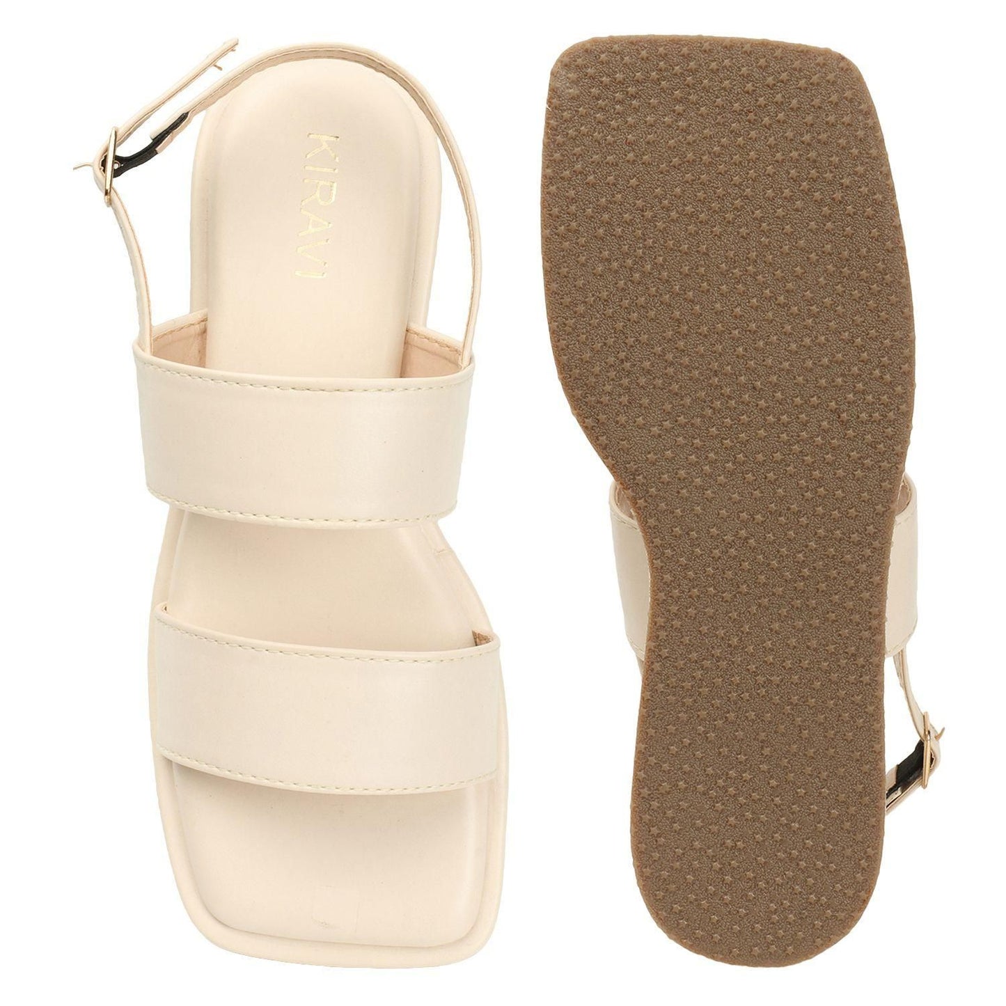 Kiravi Back Closed Buckle White Sandals