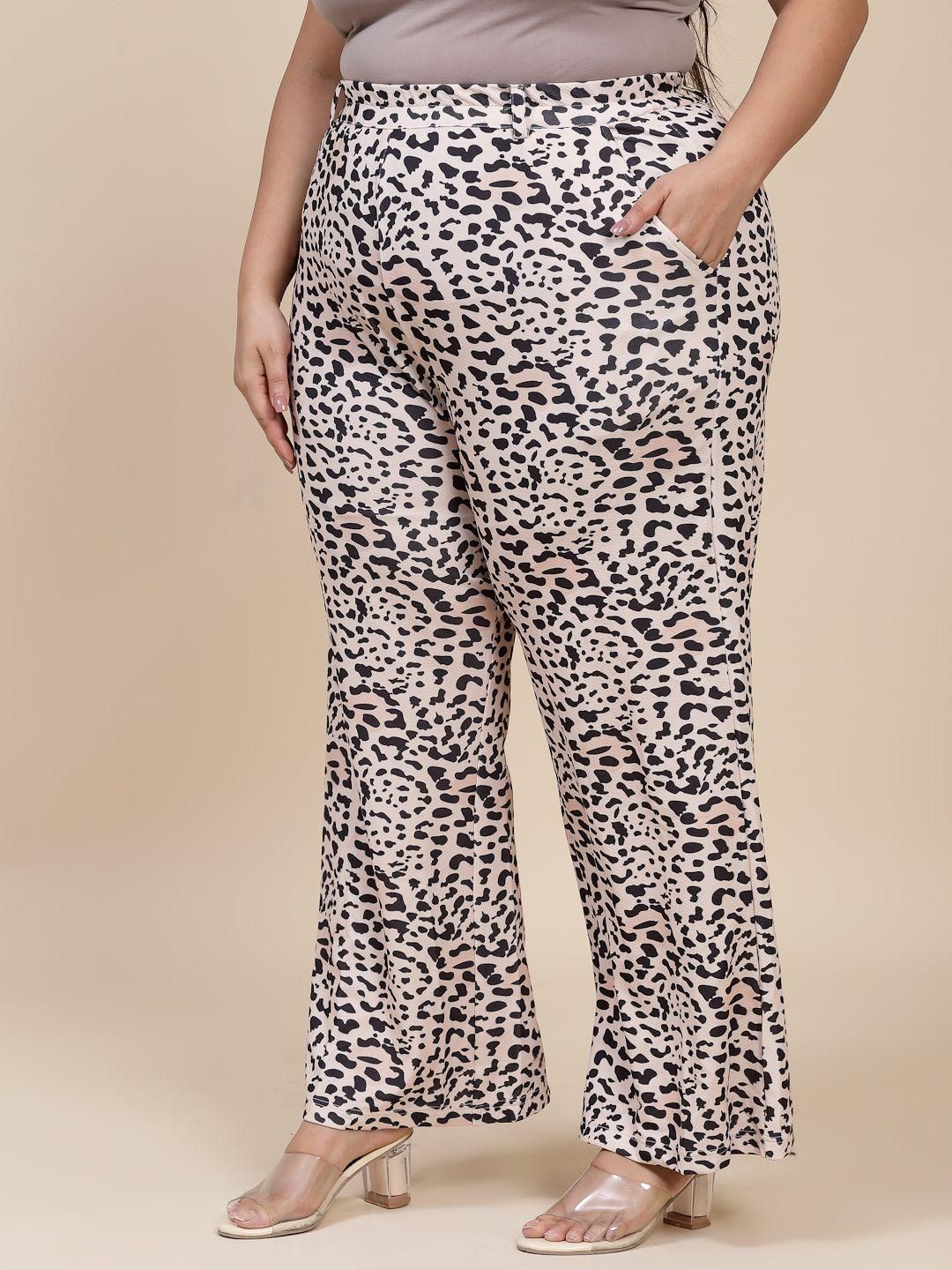 Flambeur Women's Plus Size Casual Animal Print Trouser