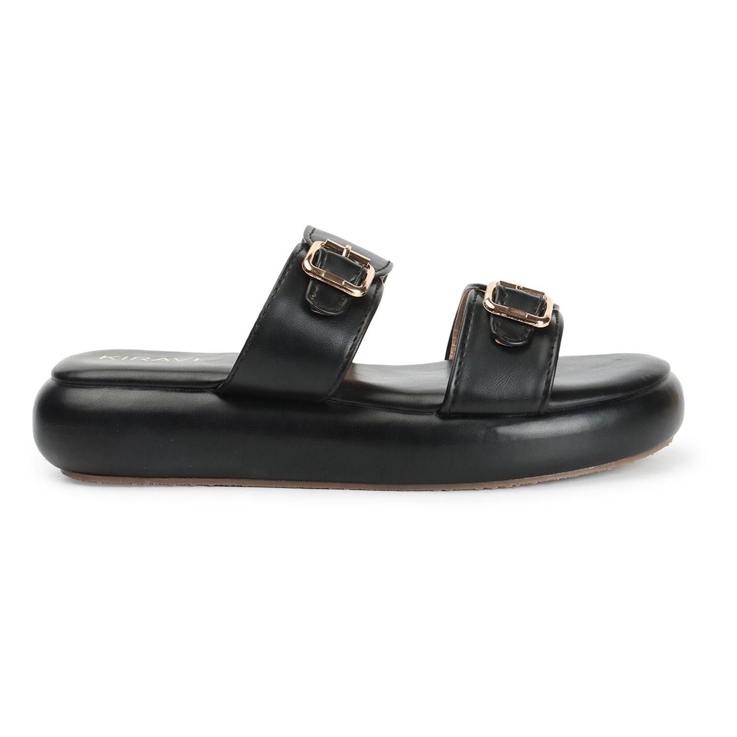 Kiravi Double Buckle Black Sandals