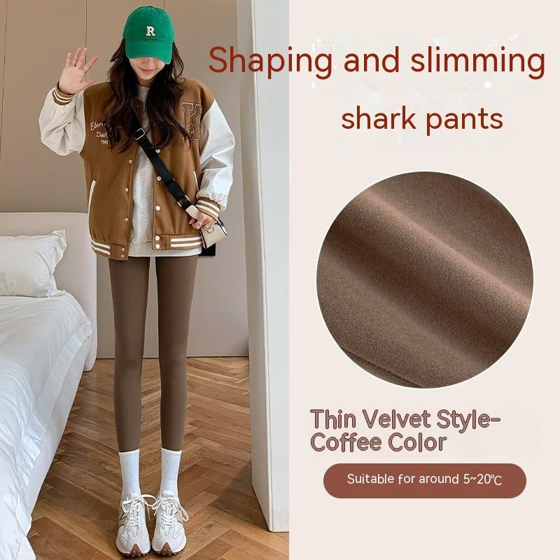 Cloud Feeling Thin Velvet Shark Pants Autumn And Winter Fleece-lined Thick Leggings