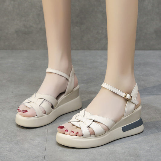 Women's Woven Buckle Fashion Platform Sandals