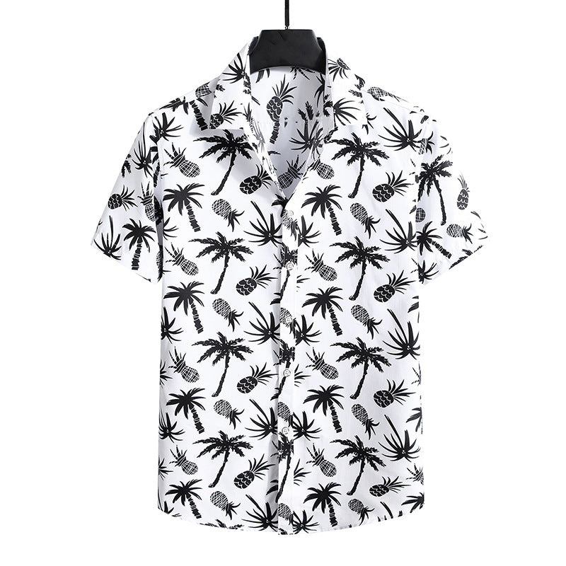 Summer New Men's Short-sleeved Shirt Plus Size Printed