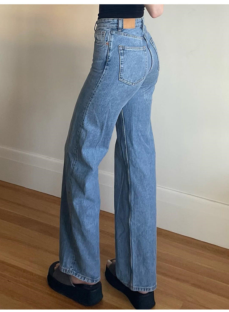 Fashionable Retro Loose Women's Straight-leg Denim Trousers