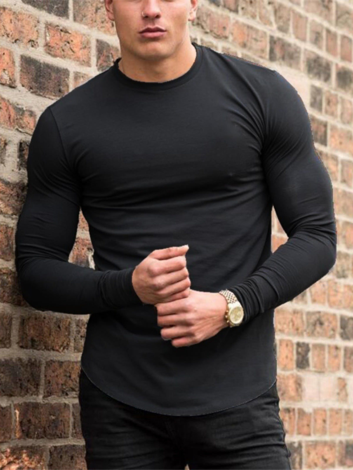 Men's Sports Solid Color Fitness Slim Long Sleeve And Short Sleeve T-shirt