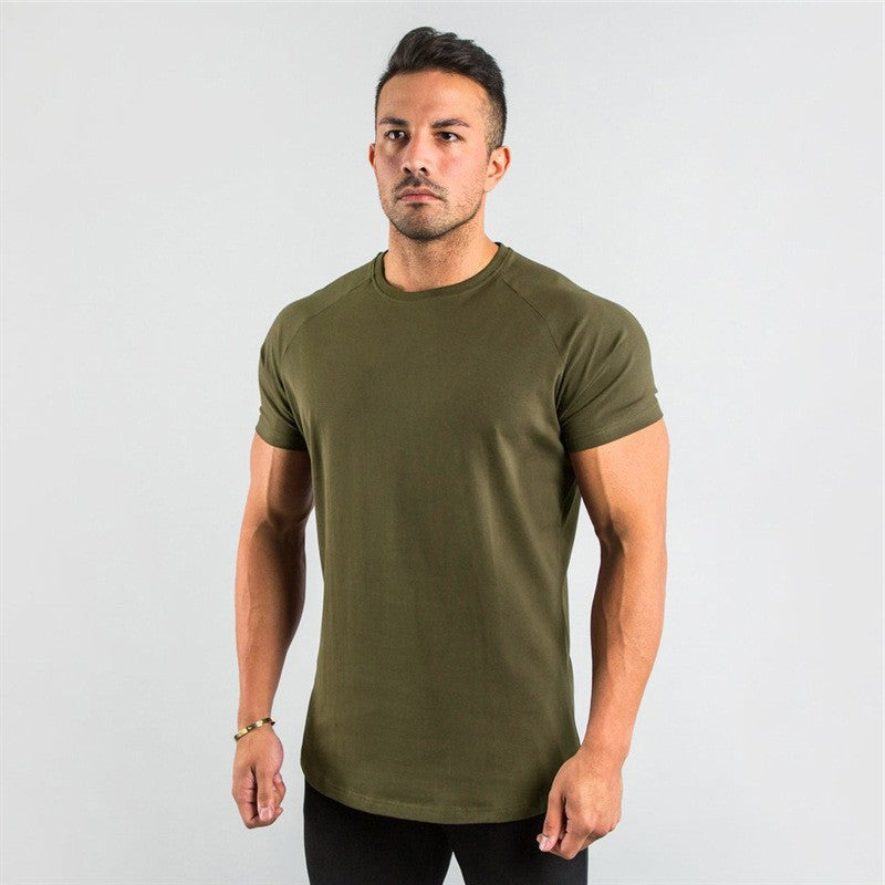 Men's Sports Solid Color Fitness Slim Long Sleeve And Short Sleeve T-shirt