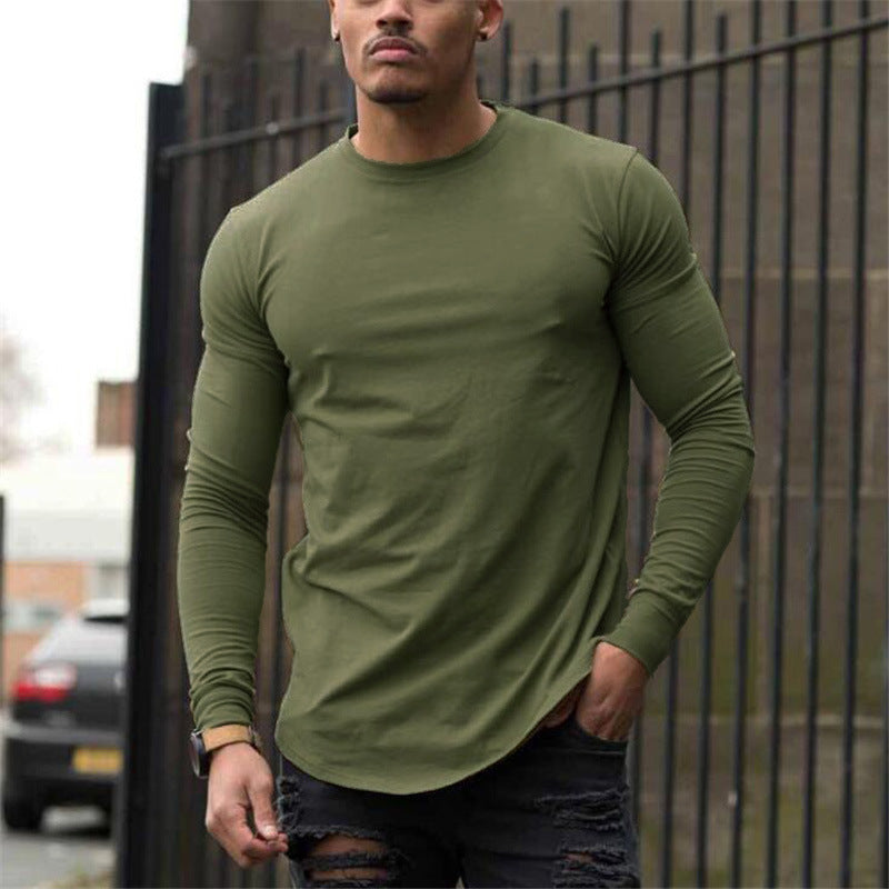 Men's Sports Solid Color Fitness Slim Long Sleeve And Short Sleeve T-shirt